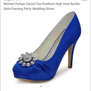 Blue Satin Heels